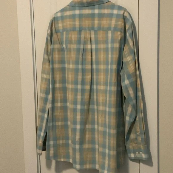 Men's Plaid Long Sleeve Dress Shirt - Light Blue and Tan - Picture 2 of 5